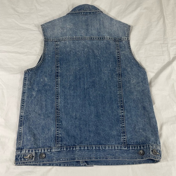 Southpole Premiun Mens Blue Biker Patched Denim Vest Size L - Picture 11 of 15
